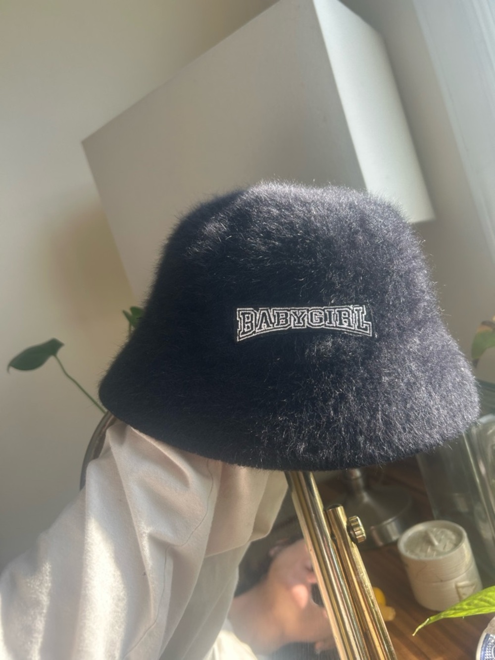 Black Fuzzy BABYGIRL Bucket Hat